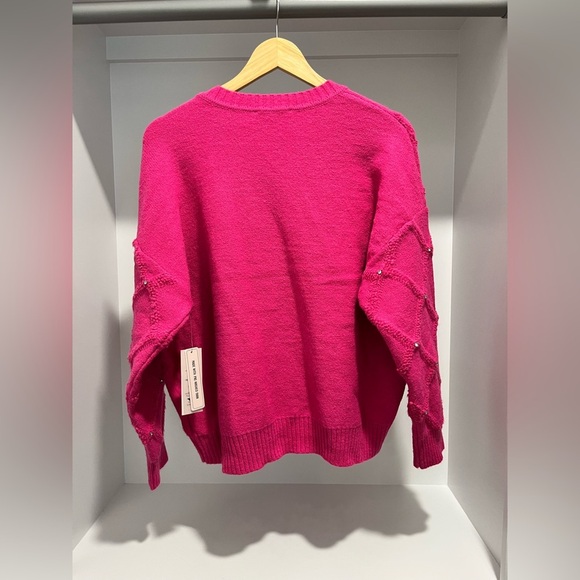 Nanette Nanette Lepore Pink Diamond Knit Crystal Sweater size XL NEW oversized - Picture 5 of 9